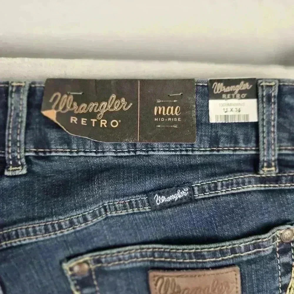 Wrangler Retro High Rise Trouser Flare Boot Cut Baggy Jeans - Picture 4 of 11